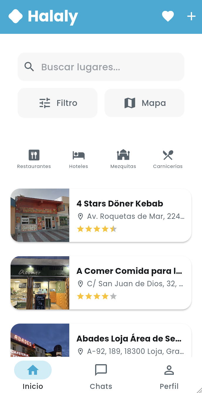 Halaly App - Lista de negocios