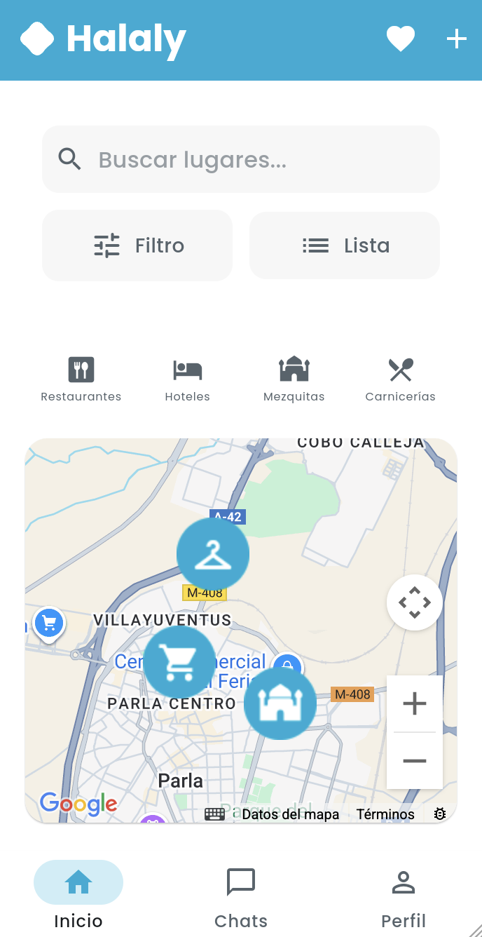 Halaly App - Pantalla principal